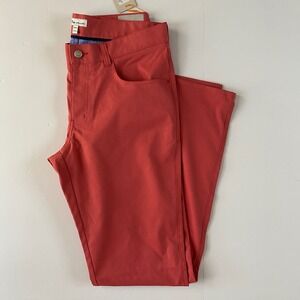 Peter‎ Millar Men  Performance Pants 32x34 CRED Coral Red Slim Fit NWT Golf